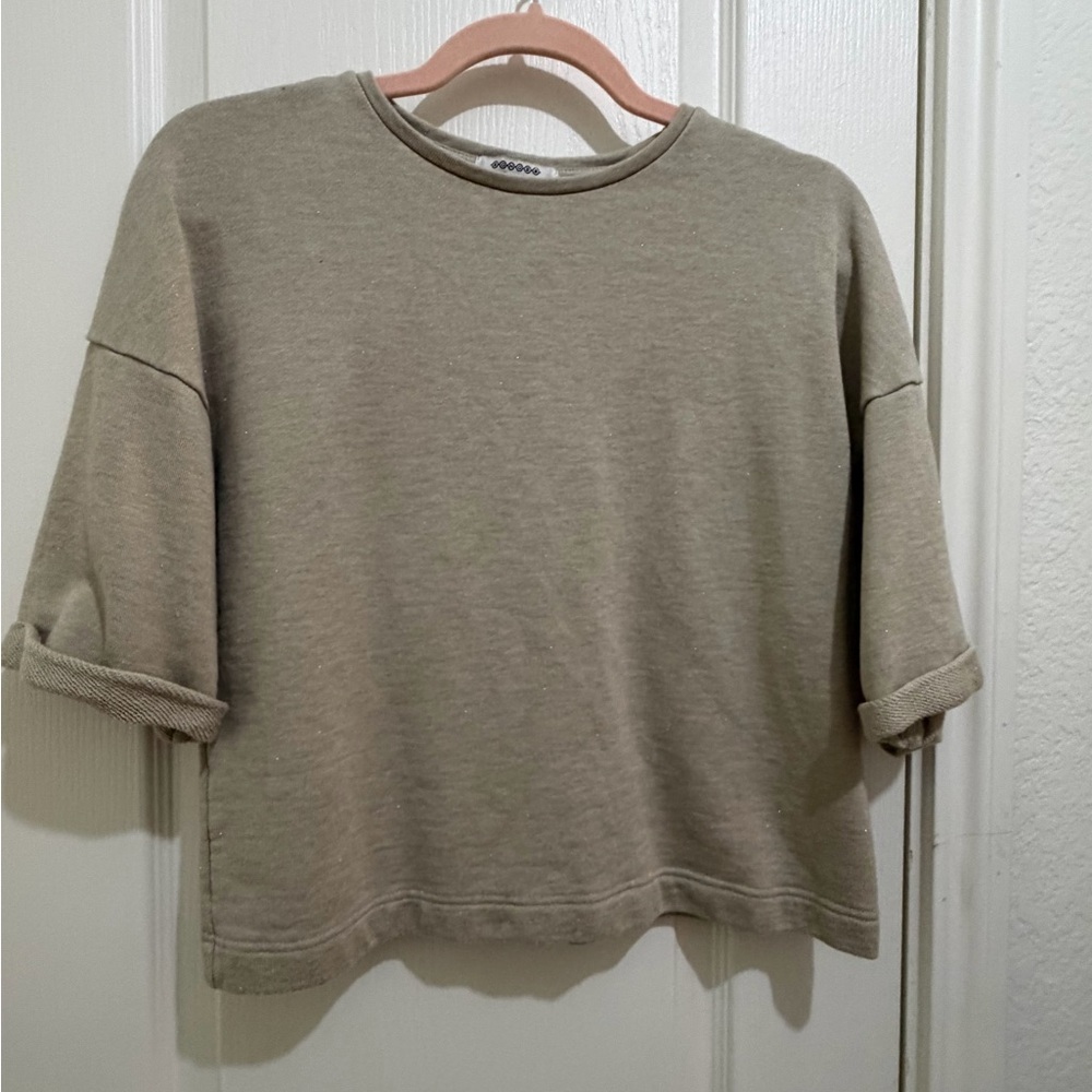 Bonobo XS Beige Knit Top w/gold glitter speckles